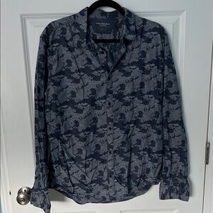 Men's Calvin Klein Blue Camouflage Button-Up Shirt